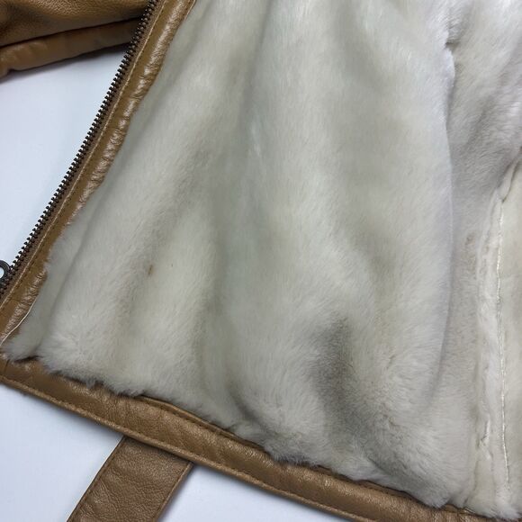 Wilsons Leather Penny Lane Belted Jacket S Y2K Coat Faux Fur Hood Cabincore Boho - Picture 6 of 16